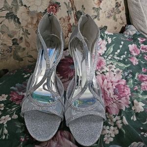 Silver Slipper Heels 12w